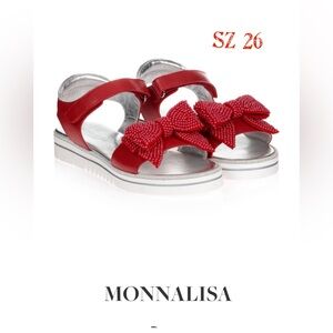 MONNALISA sz 26 RED BOW LOGO SANDALS